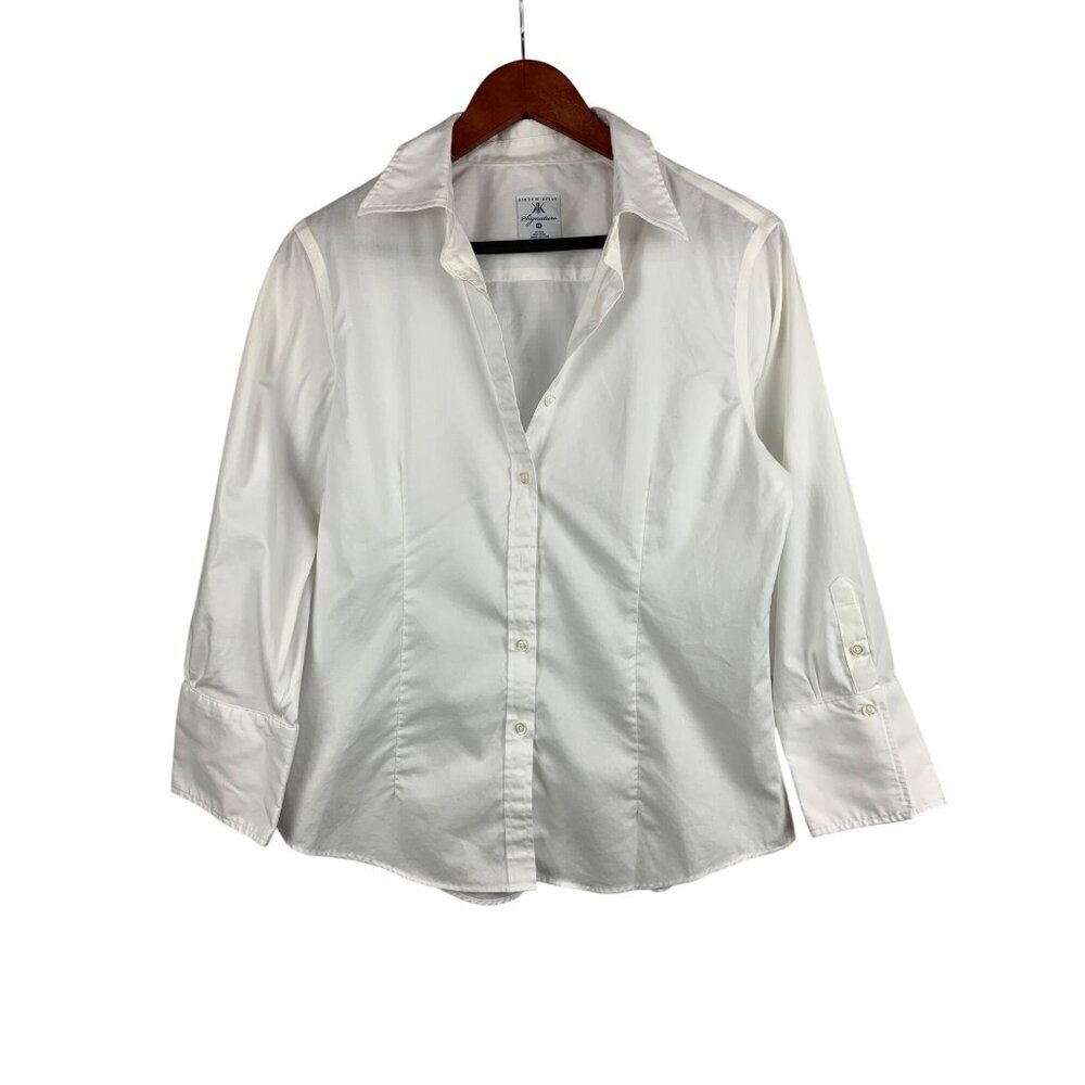 Kirstie Kelly Signature Womens Medium White Button-Up Shirt 100% Cotton